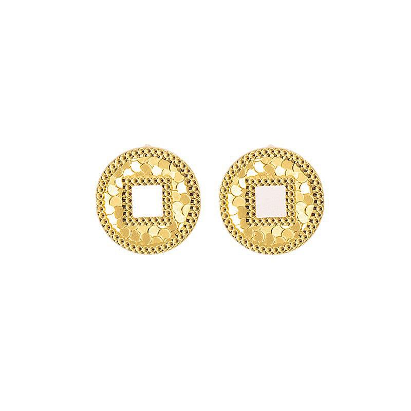 Fresh Sweet Ice Coin Stud Earrings for Women - 2025 High-End Fashion Trend