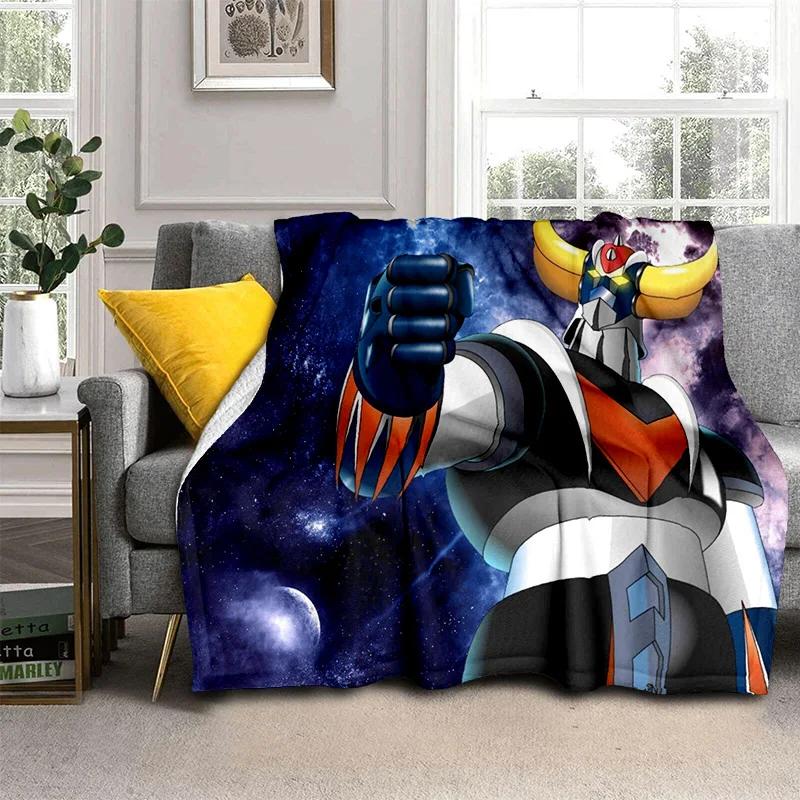 Cartoon UFO Robot Grendizer Anime Blanket,Soft Throw Blanket for Home Bedroom Bed Sofa Picnic Travel Office Cover Blanket Kids