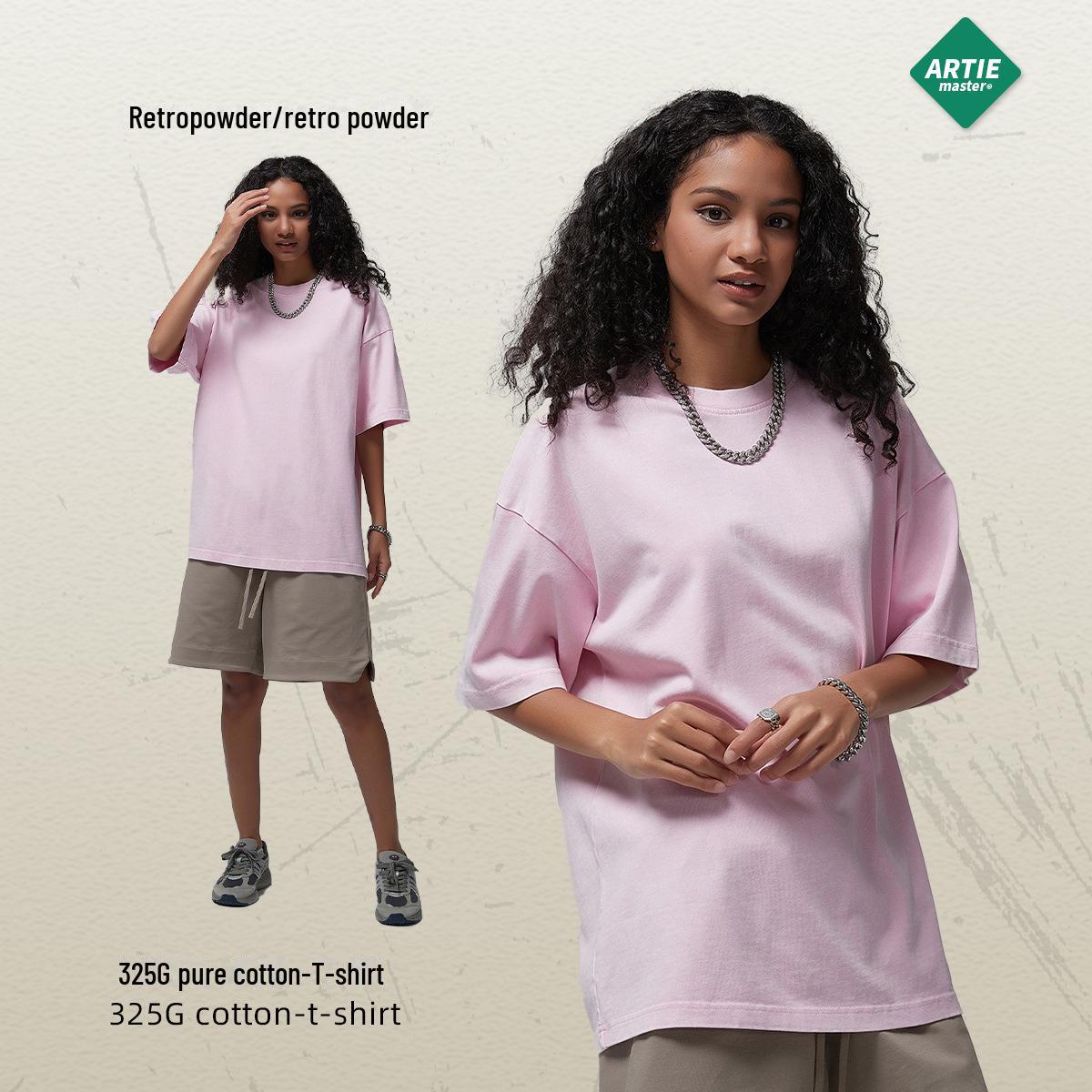 

ARTIE Мужская футболка 2024 года, лето 325 г, батик, потертая, в стиле ретро - американская мода, короткий рукав L