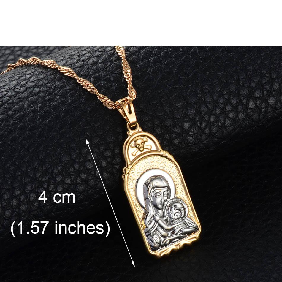 Anniyo (1piece) Russia Religious Jewelry Virgin Mary Jesus Orthodox Mosque Charm Pendant Chain Necklaces Poland @@