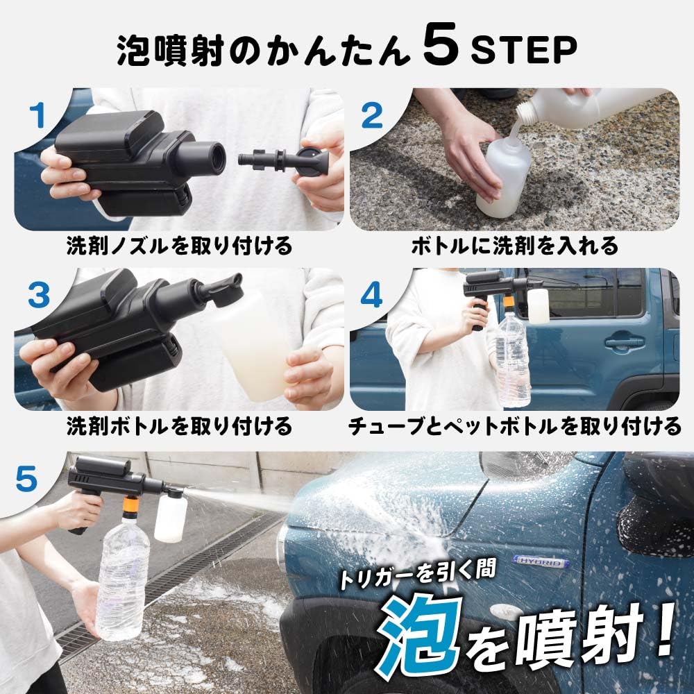 THANKO Cordless High-Pressure Washer HDHW26CBK: Compact, rechargeable high-pressure washer for car washing, balcony cleaning, and window/exterior wall