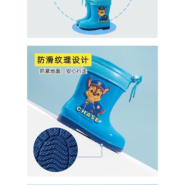 Paw Patrol Children's Rain Boots Cartoon Cuffed Fleece-Lined Rain Shoes All-Season Universal Water Shoes Boys and Girls Non-Slip Waterproof Rubber