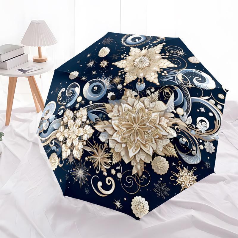 1pc Floral Celestial Automatic Folding Umbrella   Compact 8 Rib Design, Durable Iron Frame for Travel, Outdoor,  a0920095