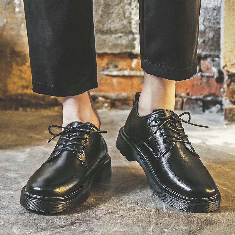Black business dress leather shoes inner height increase summer breathable casual British style groom wedding shoes