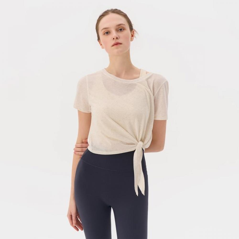 HuiT Linen Slub Side Tie ShorT Sleeve T LPK/S