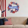 Wooden Patriotic Wreath Door Hanger Independence Day Decoration Wall Sign Plaque Home Hanging Ornament