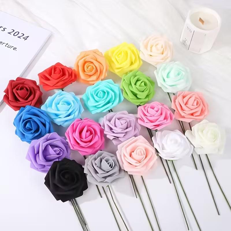 25pcs Ultra-Realistic Artificial Roses with Stem, Elegant Decor for Home,Party,Wedding,for DIY Bouquets,Romantic Centrepieces