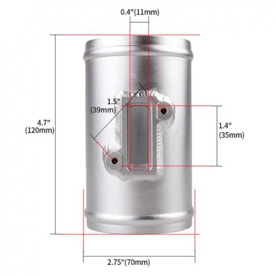 2.75" 70MM Mass Air Flow Sensor Mount Adapter Tube Pipe for Honda Ford Nissan