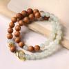 Natural Golden sandalwood/Green Sandalwood DIY Creative Mixed-Style Crystal Rosary Bead Bracelet In Forest-Inspired Artistic Style for Women,