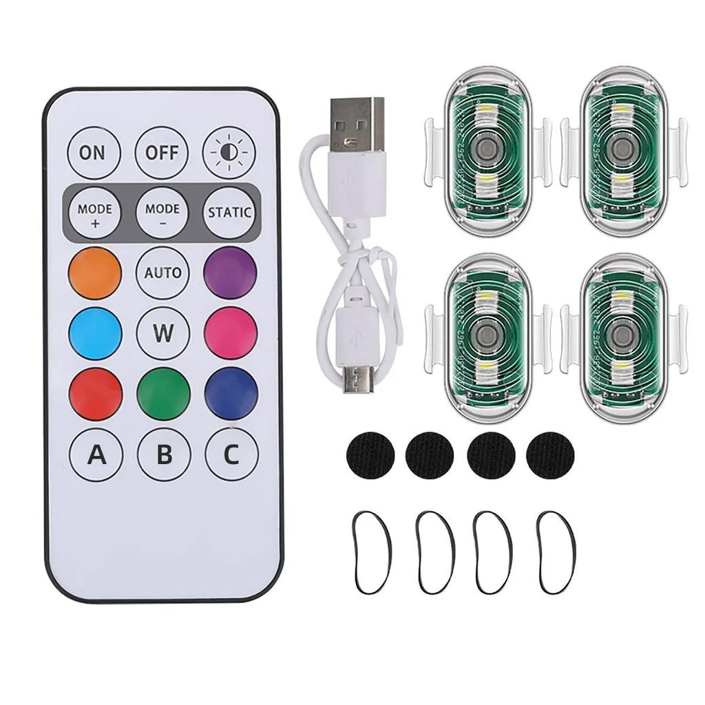 RGB Led Strobe Lights Motorcycle LED Flash Position Wireless Light Aircraft Airplane Helicopter Warning Lights Car Accessories