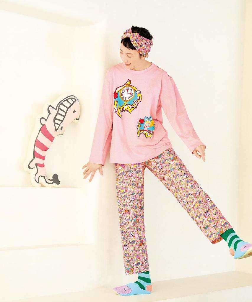Wacoal RELAX SLEEP Relax Tsumori Chisato Cotton Long Long Tsumori Chisato SLEEP PI LL & (Wacoal & Sleep) Pajamas, 100% Jersey, Sleeves, Pants, UDX591,