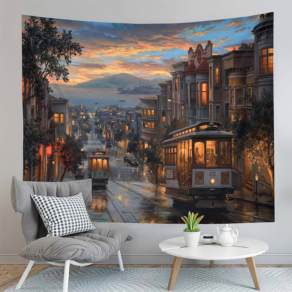 Painting Tapestry Rural Landscape Tapestry Trees Flowers Tapestry Creativity Art Tapestries Home Living Room Bedroom Dorm Decor