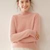 High Neck Cashmere Sweater - Loose Fit Solid Color Knit for Autumn and Winter