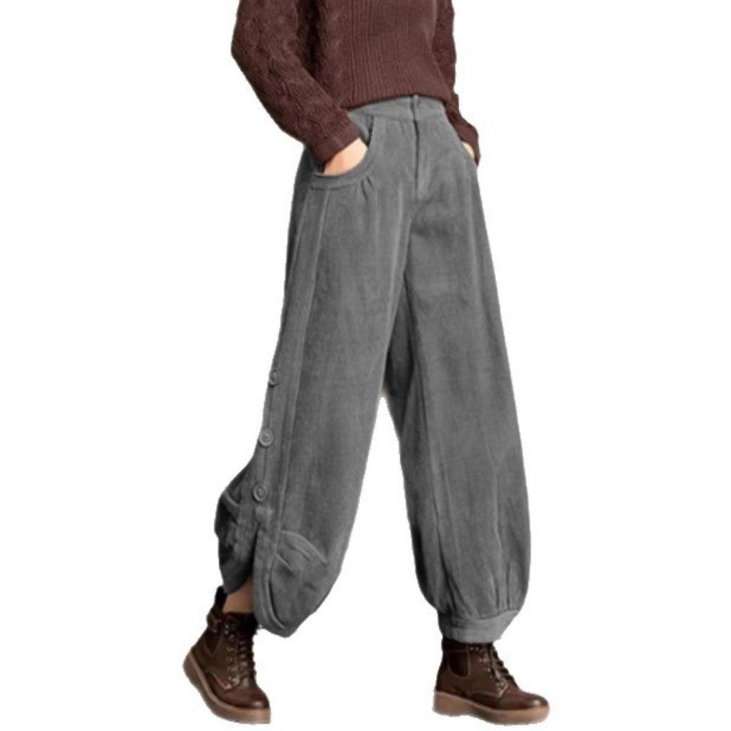 Autumn/Winter Corduroy Dad Wide Leg Pants Women's Autumn/Winter New Style Striped Velvet Loose Nine Cent Boots Pants