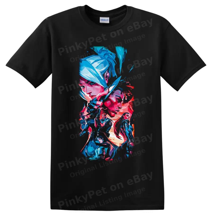 Valorant Agents T Shirt Neon Blue Red Gaming Character Graphic Tee Unisex Top