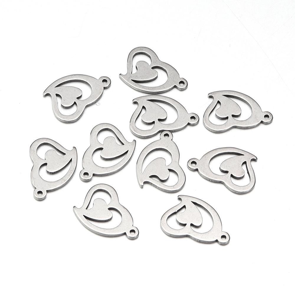 10pcs/lot Stainless Steel Charms Steel Color Pendants Butterfly Tree Heart Charms DIY Lucky Necklace Bracelet Jewelry Making
