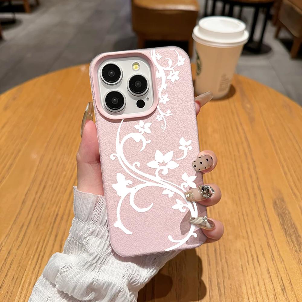 Minimalist Vine Patterns Phone Case For IPhone 17 Air 16 15 14 Plus 11 13 12 Pro Max Shockproof Leather Fresh And Niche Cover
