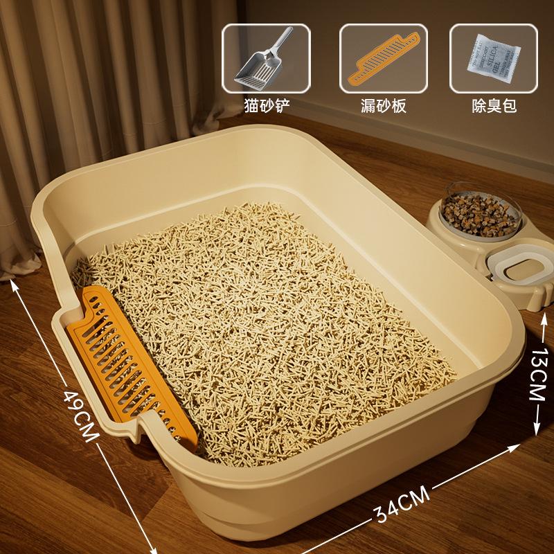 Oversized Pet Cat Litter Box, Semi-closed, Heightened and Thickened Anti-splash Cat Toilet, Easy To Clean, Bathtub Cat Toilet