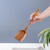 Teak & Acacia Wood Kitchen Utensil Set: Long Handle Spatula & Large Soup Spoon