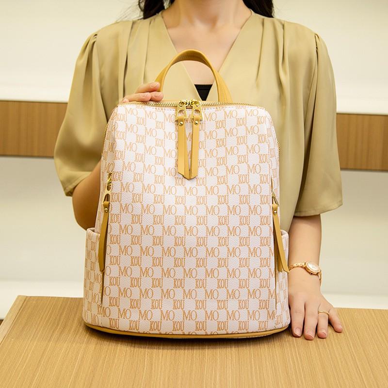 Womens Stylish Large Capacity Laptop Backpack Travel Bag Urban Minimalist PU Shoulder Daily Use