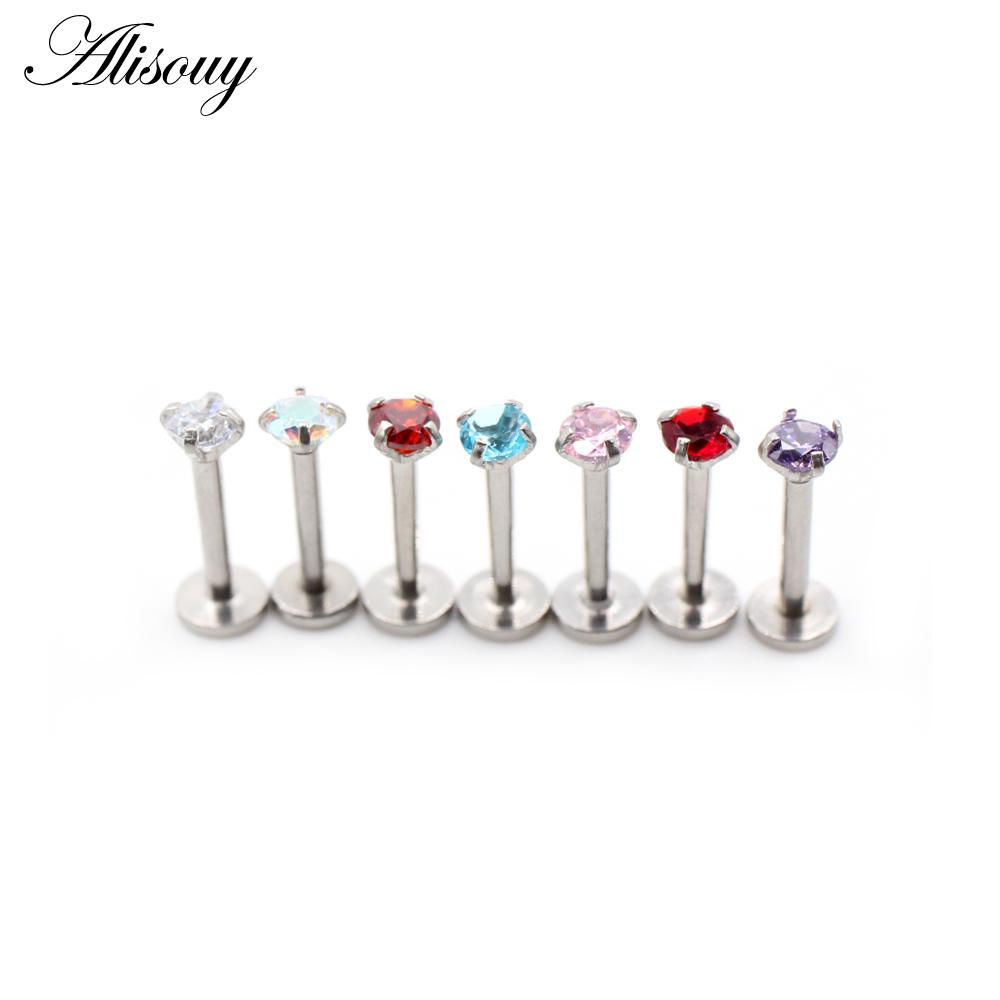 

Alisouy 1PC Стальная спирали Внутренняя резьба Зубец Набор Циркон Плоское Дно Ухо Трагус Хрящ Губа Лабрет Пирсинг Тело Ювелирные изделия