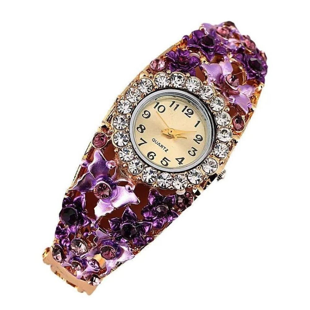 Rich In Flowers Ladies Wristwatch Rhinestone Bracelet Quartz Watch Vintage Watch Court Style