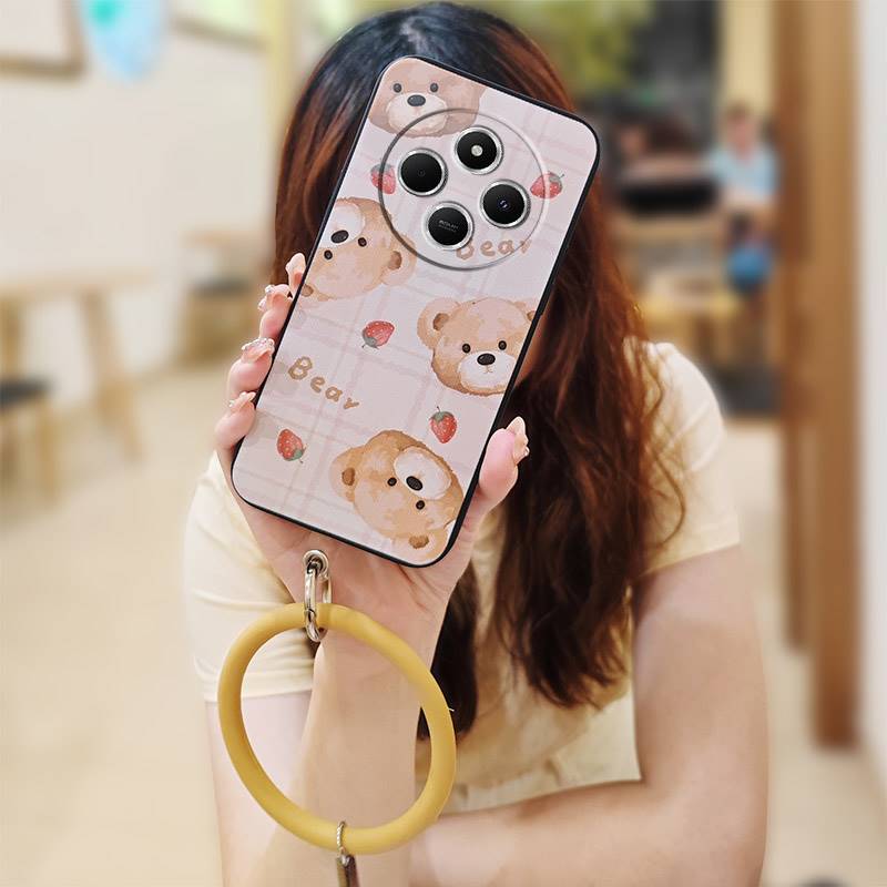 Youth Protective Phone Case For Redmi 14C 4G/14R 5G/A3 Pro 4G/POCO C75 Bracelet Dirt-resistant Solid Color Cartoon Cute