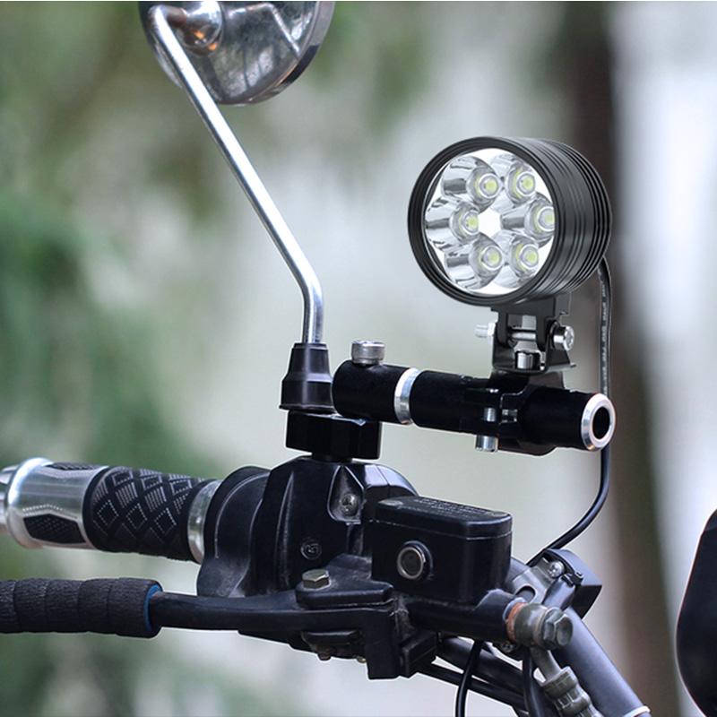 CNC Motorcycle LED Headlight Spotlight Flash 12V Hi-Lo Fog Lamp Auxiliary Additional Light for Motorbike Offroad ATV SUV Truck