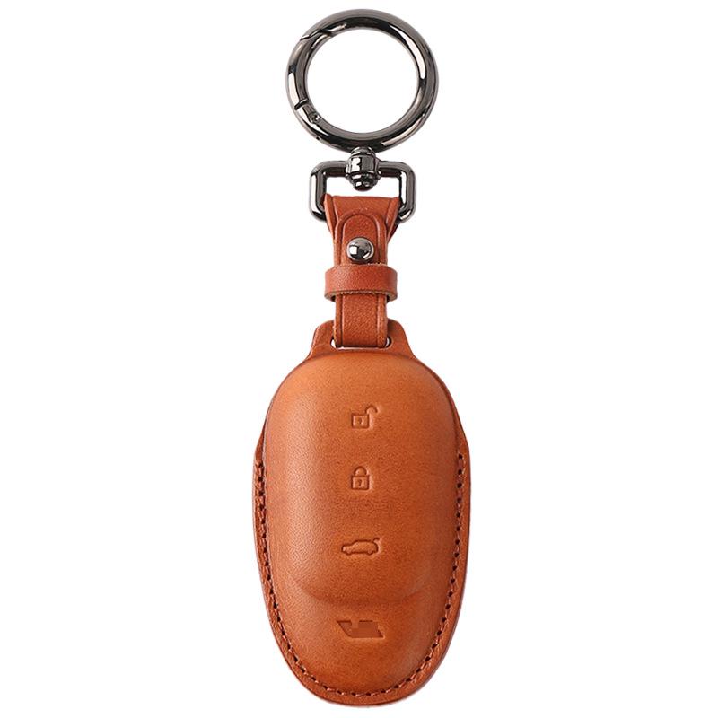 Premium Cowhide Genuine Leather Key Case for L9 Model - Ideal Car Key Protector