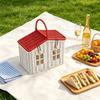 Portable House-Shaped Storage Basket With Handle Snacks Fruits Picnic Home Organization PP Material