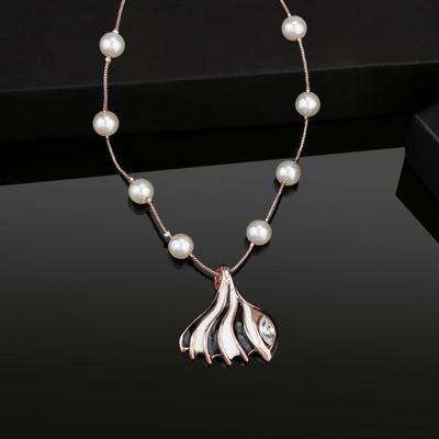 Designer Necklace In Rose Gold with Pearls and Shells for Women