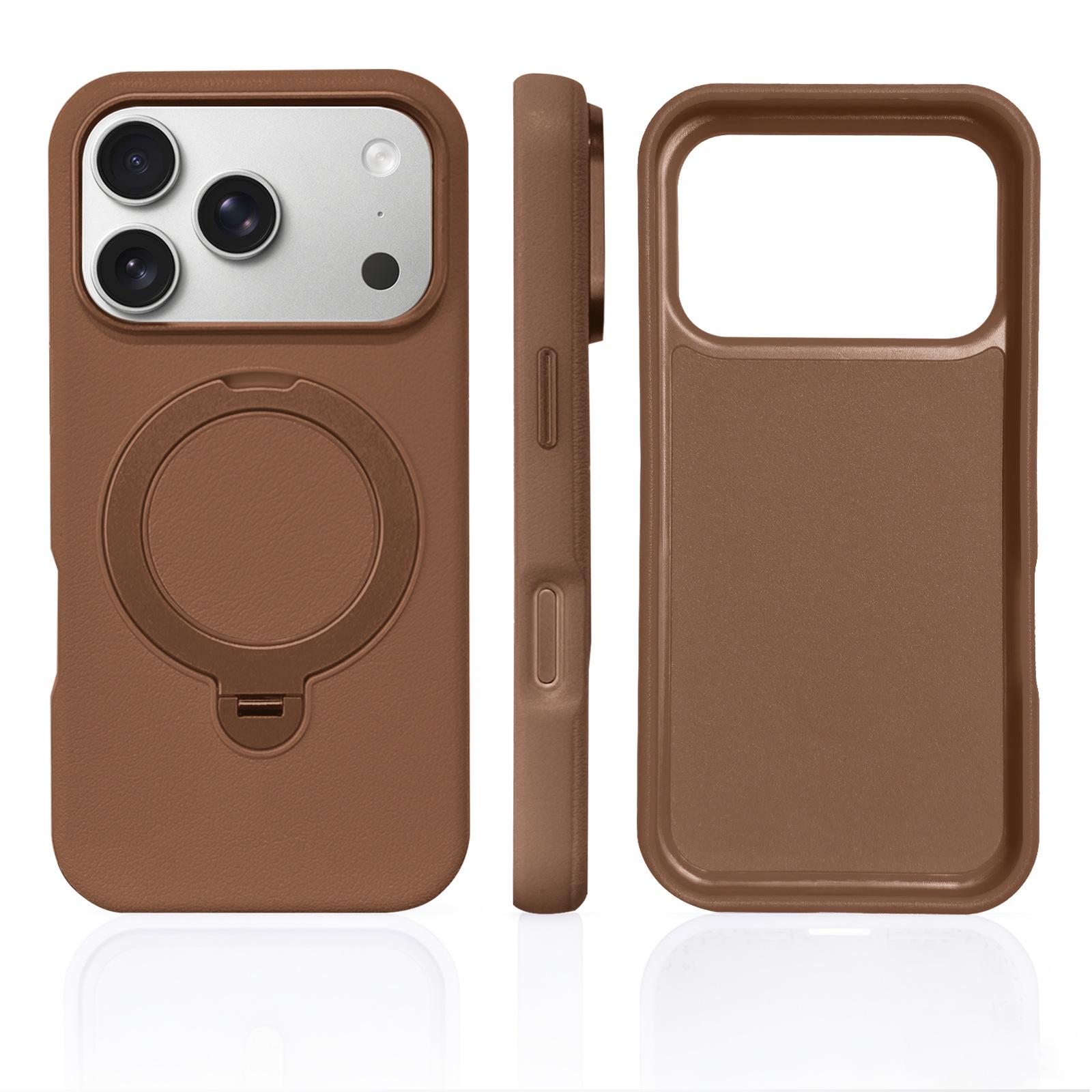 iPhone 17 Pro Leather Texture Magnetic Rotating Case iPhone 16
