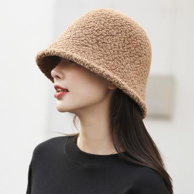 Chapeau de pêcheur en polaire d'agneau pour femmes, chapeau de mode coréenne, masque japonais, seau, chapeau d'art, grand Pot avant-toit, automne et hiver