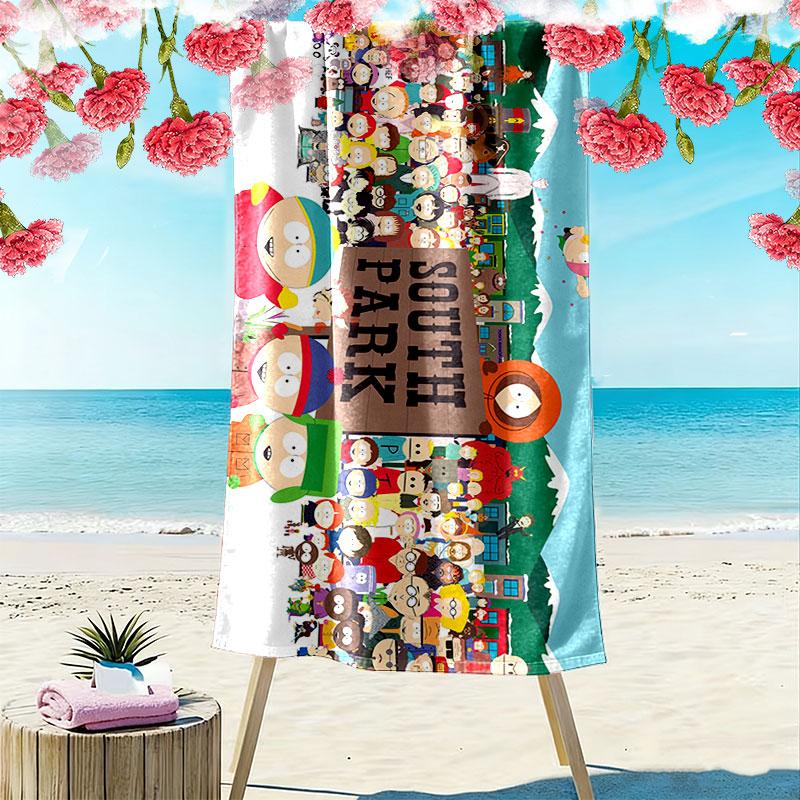South Park Print Beach Towel, Large Soft Quick Dry Towel for Beach Camping Swimming