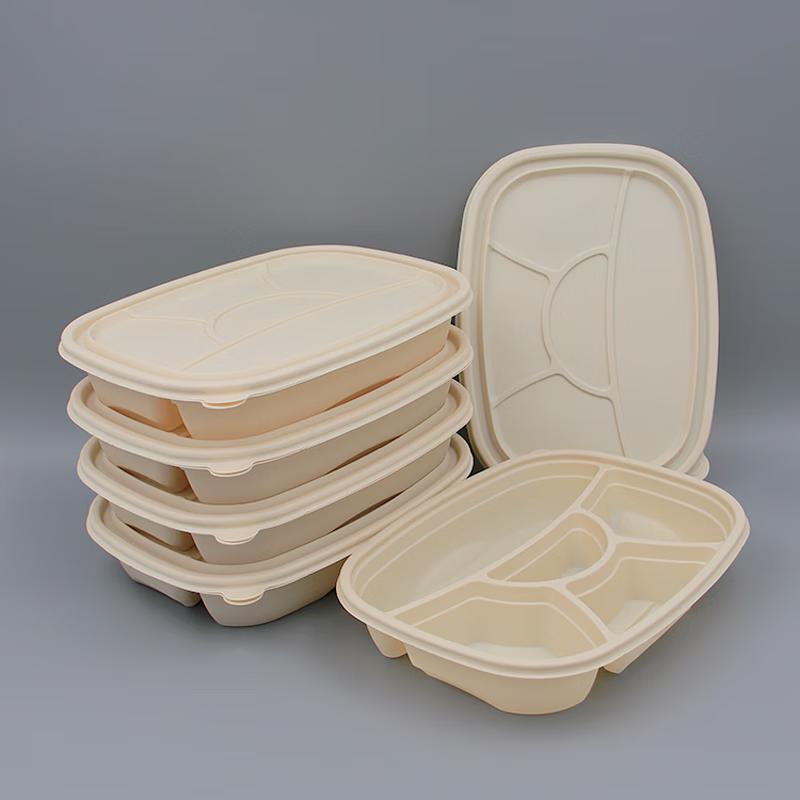 Biodegradable 5-Compartment Disposable Lunch Boxes with Lids