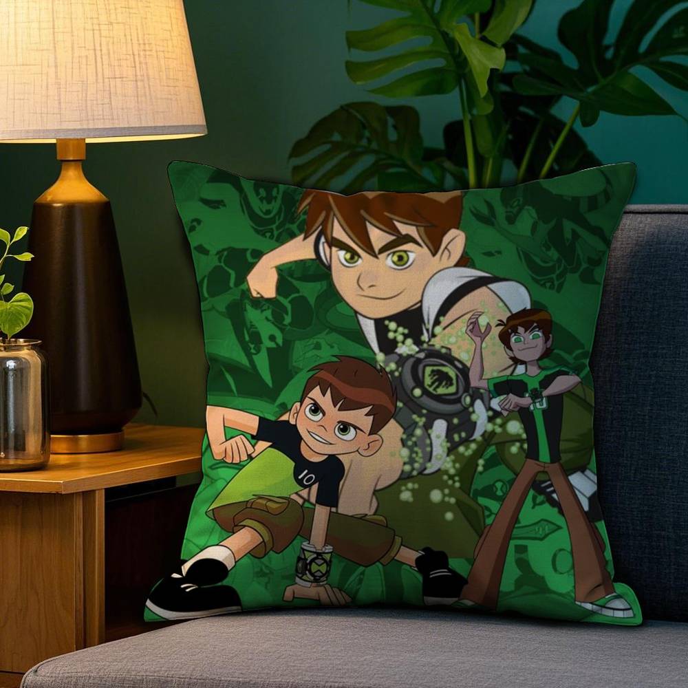 Cartoon B-Ben 10 Cool Kissenbezug Plüschstoff Weich Beidseitiger Druck Sofakissenbezug Dekokissenbezüge