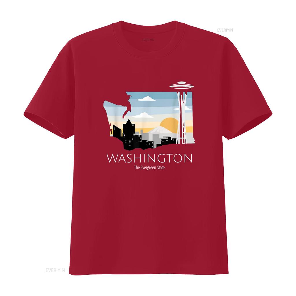 Washington Proud State Motto The Evergreen T Shirt vintage Washed Stylish Soft streetwear Slightly Versatile graphic fashion