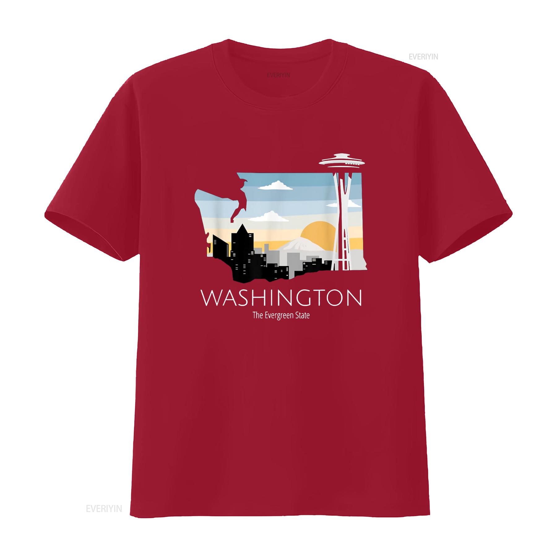 

Washington Proud State Motto The Evergreen T Shirt vintage Washed Stylish Soft streetwear Slightly Versatile graphic fashion S