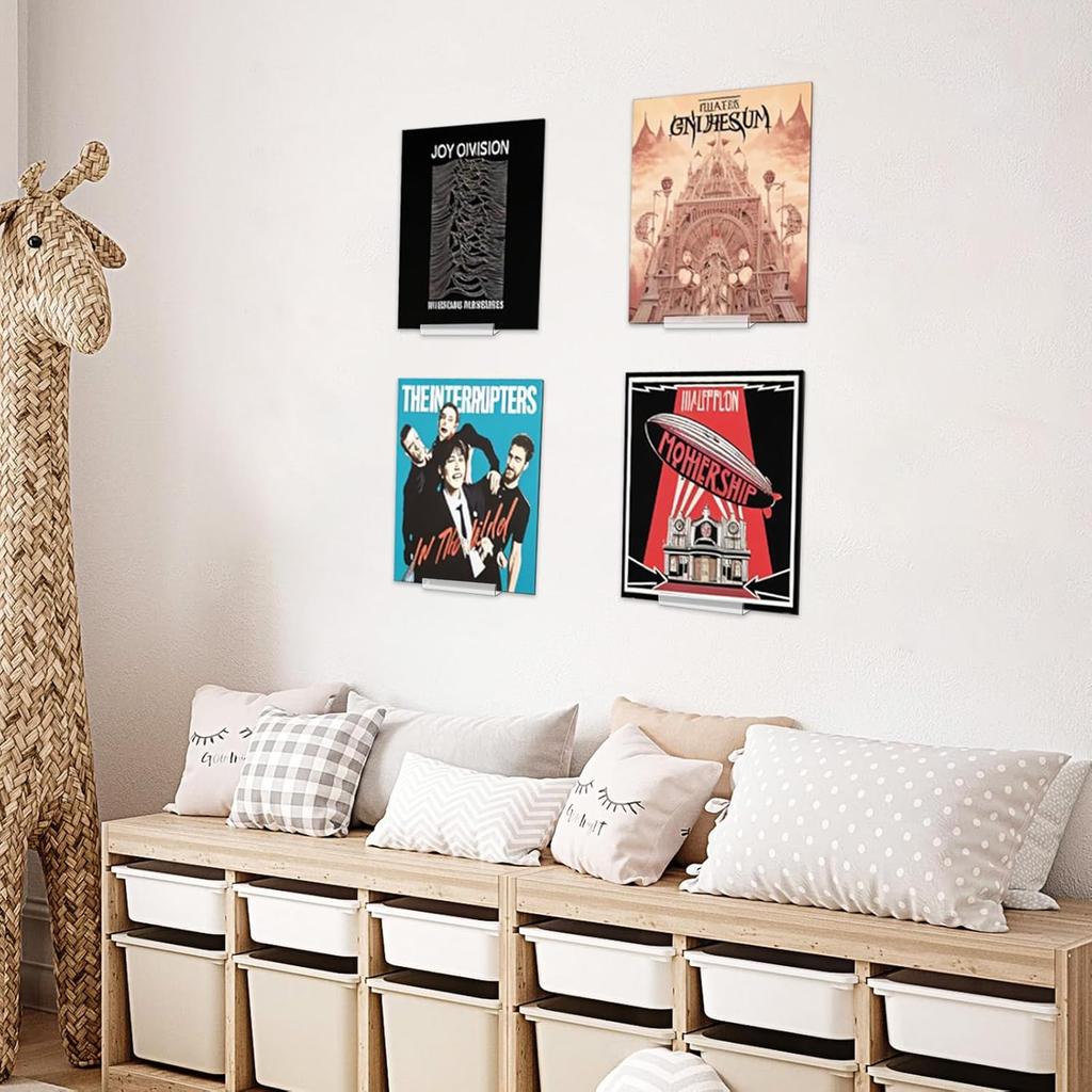 20 Pack Vinyl Record Display Shelf Wall Mount, 4 Inch Clear Record Holder Floating Shelves Acrylic Album Display Holder for Decorate Your Office Home