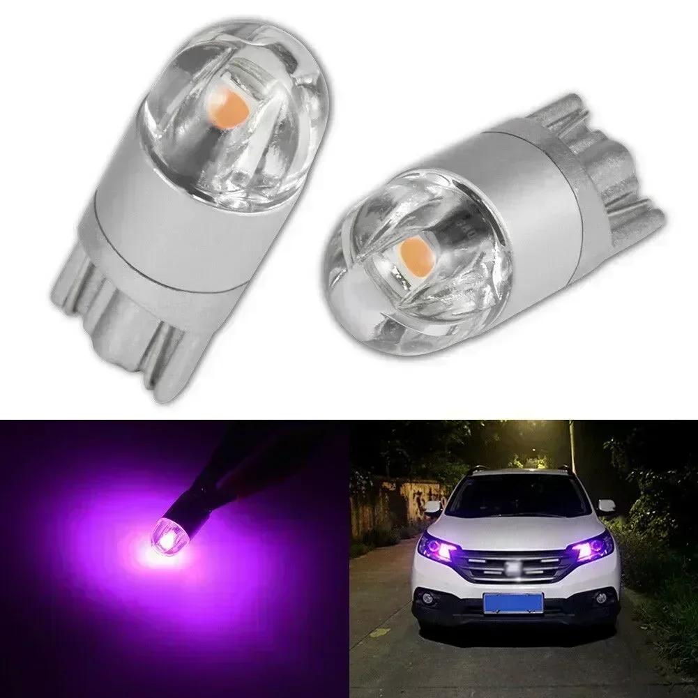 10X New W5W LED Canbus Car Lights COB Glass Interior Parts Bulbs 6000K Purple Auto License Plate Lamp Dome Read Light