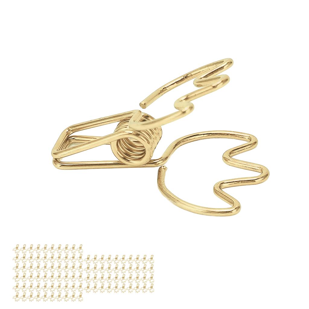 100Pcs Paper Clamps Metal Hollow Strong Clamping Force Crown Shape Tail   Clips for   School Home