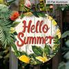 2D Flat Aluminum 7.87 Inch X 7.87 Inch Lemon and Green Leaf Pattern Wall Hanging, Summer Theme, Suitable for Gardens, Living Rooms, Kitchens, Bars