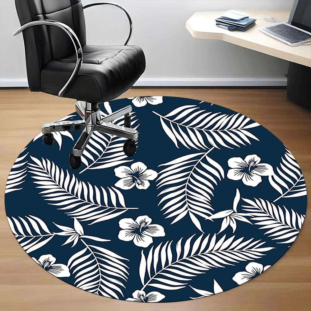 1pc Tropical Leaves Pattern Chair Carpet for Office Non Slip, Lightweight, Machine Washable Rug for Office Holiday Decor