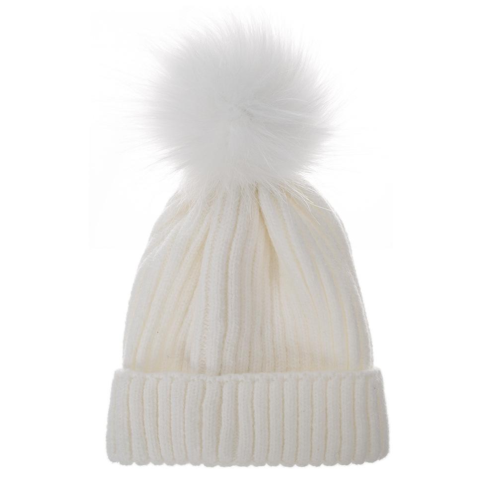 Kids Solid Color Winter Knit Hat with Pompom Thick Thermal Ear Flap Knitted Beanie for Babies Fall Simplicity Children Cap