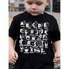 European Sizes Summer Boys' Fashion Short Sleeve Simple Line Art Alphabet Print Casual Outdoor Top