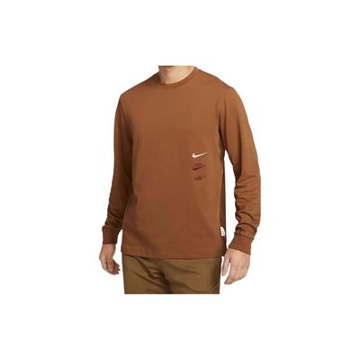 Μονόχρωμο Αθλητικό T-Shirt Μακρυμάνικο Ανδρικό Καφέ FZ6376-281