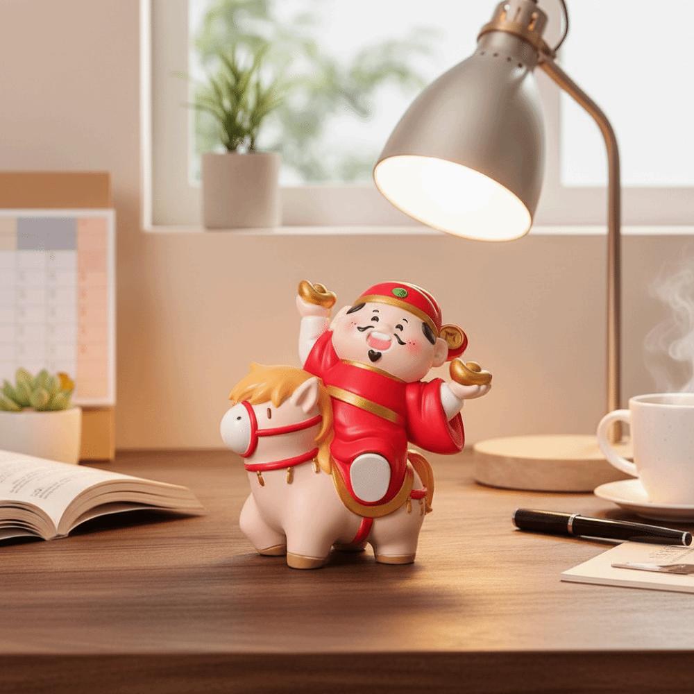 Resin Crafts Horse Year Mascot Ornament Cute Design God of Wealth Decoration  Home Decoration