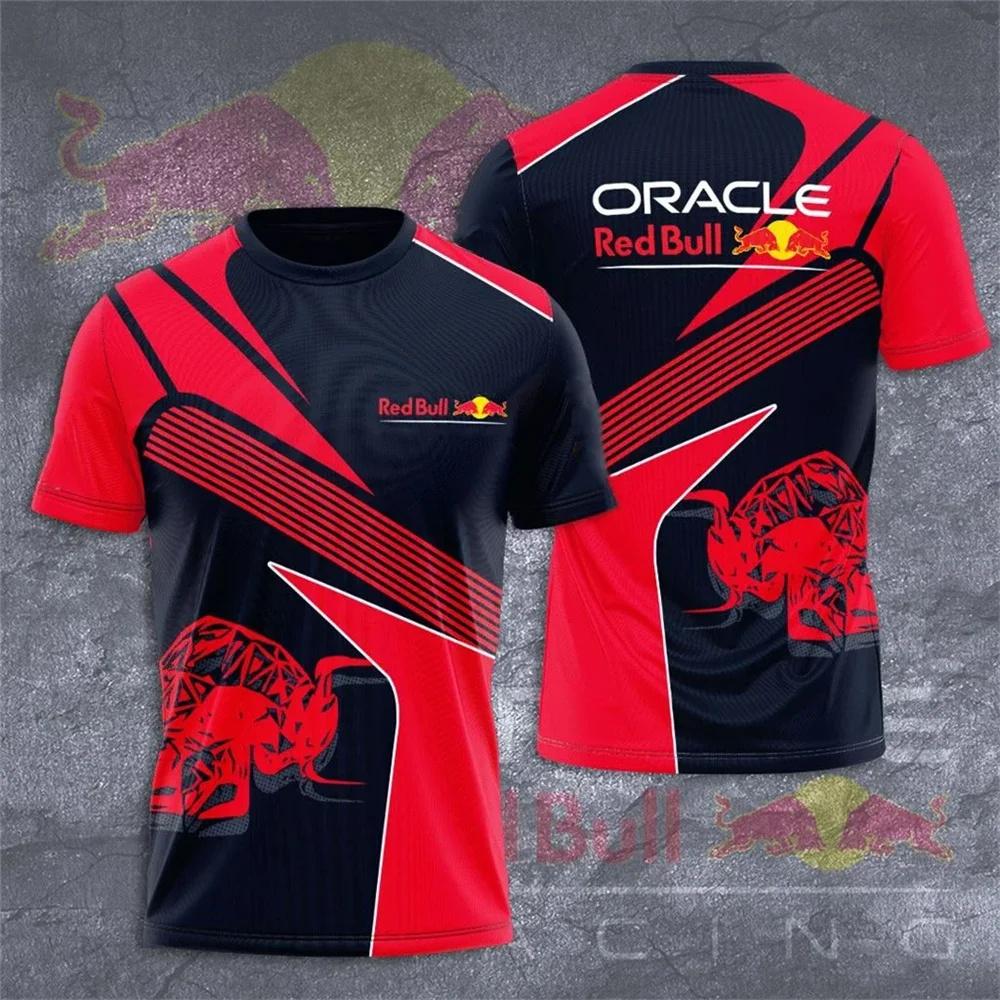 Red Bull Men's Summer T-shirt, Extreme Sports T-shirt, Red Bull 3D Printed Large Racing T-shirt, Red Bull Clothing