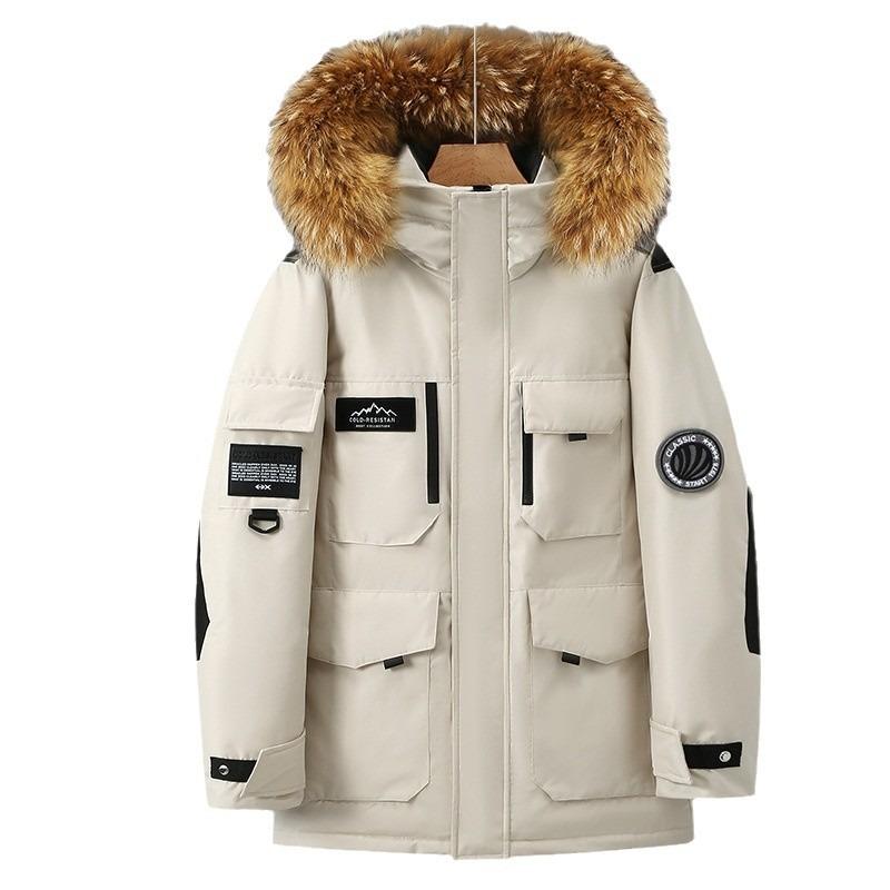 Winter new tooling men's and women's couple down jackets medium and long thickened version large size loose coat