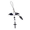 Handmade Angel Wing Phone Pendant Sweet Ribbon Bowknot Keychain Heart Beaded Phone Lanyard Acrylic Keyring Ornament